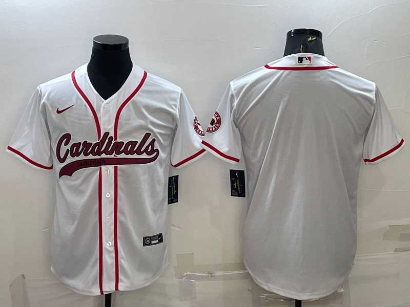 Mens Arizona Cardinals Blank White With Patch Cool Base Stitched Baseball Jersey->arizona cardinals->NFL Jersey